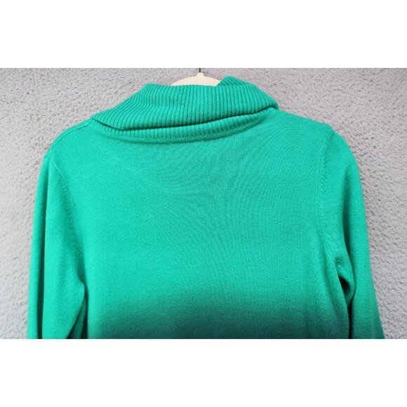 Elementz Cowl Neck 3/4 Sleeve Sequins Green Fade Sweater-Large-Boho-Festive - Picture 9 of 9